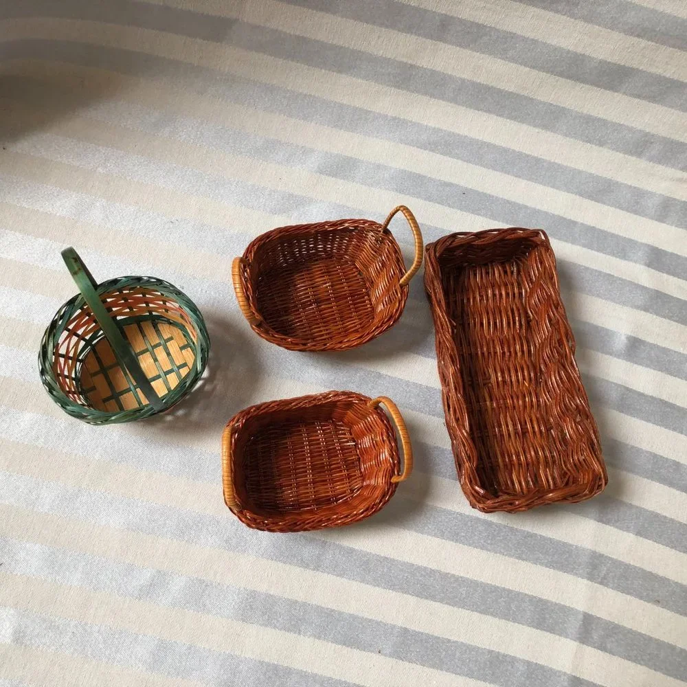 2x Longaberger Baskets + 4 other small wicker baskets (6 total)